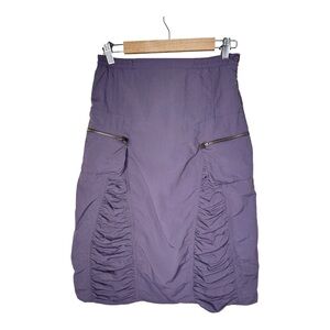 Hanna For La Journee Nylon Ruched Parachute Skirt Zip Pockets Purple Size Small